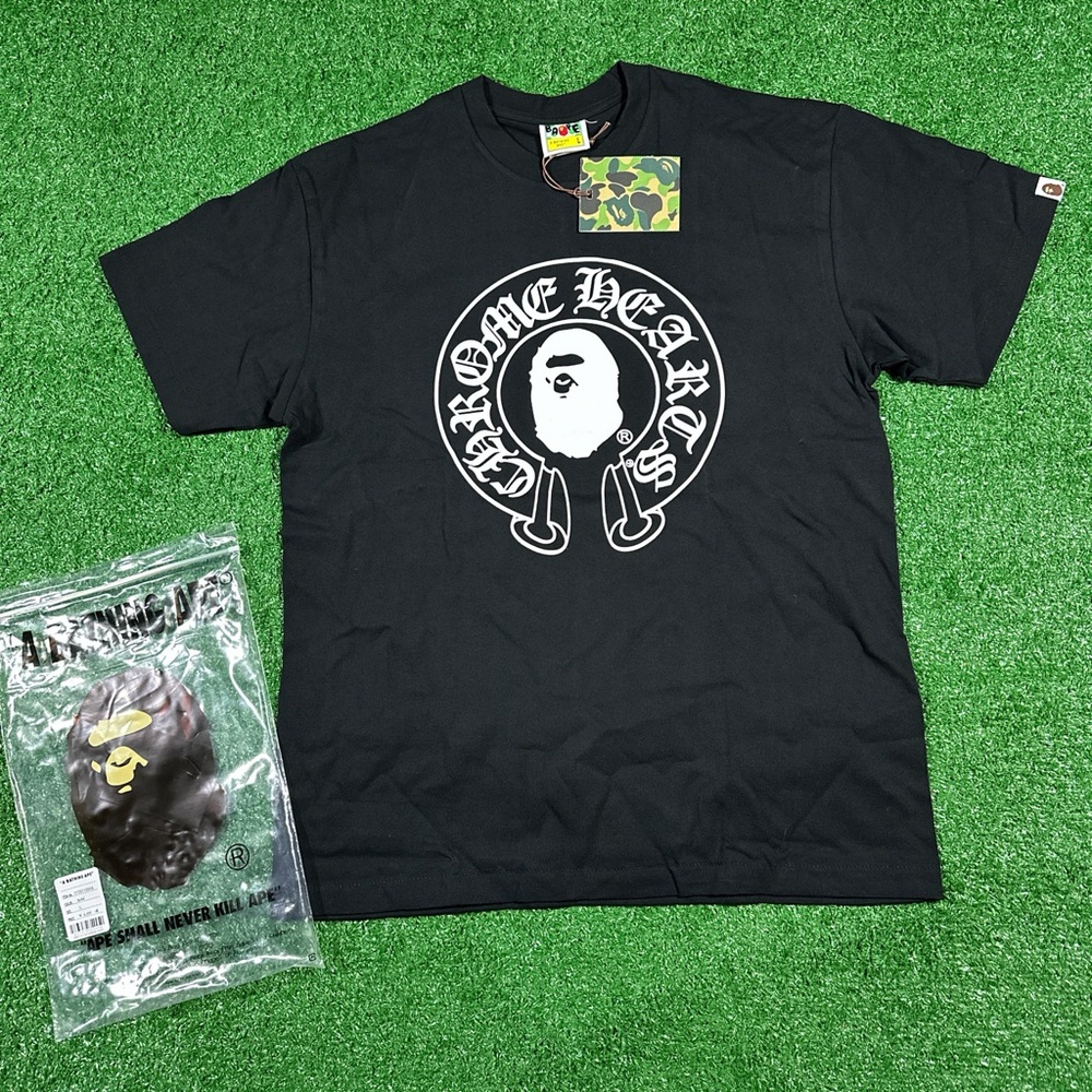 Bape Black and White Graphic T-Shirt